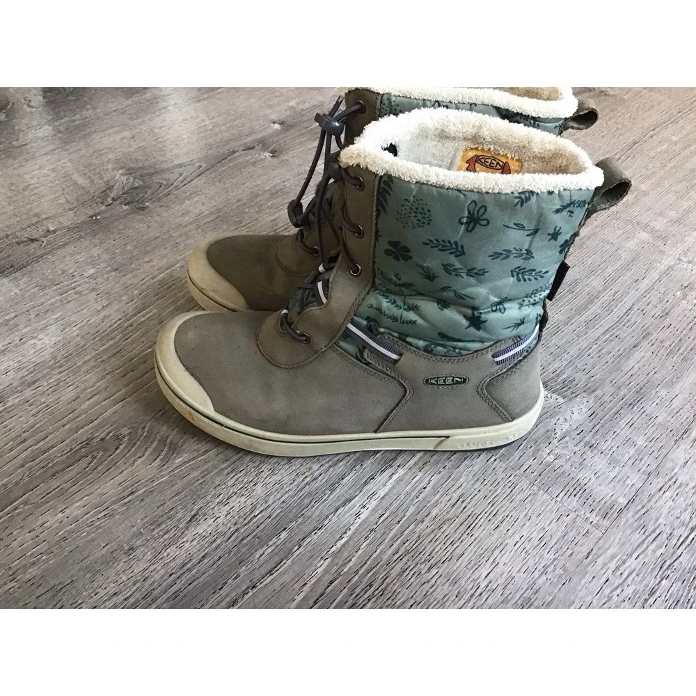Keen Warm Size 5 Junior Girls Blue Gray Leather Snow Kids Youth Boots 1024145
